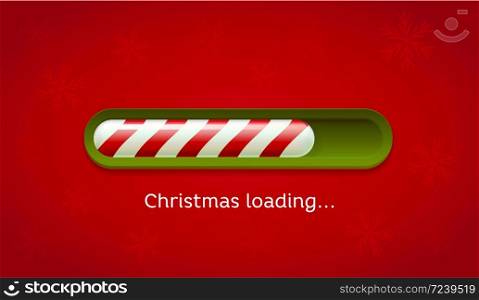 Loading Christmas. Red and green web bar on dark red background with snowflakes. Greeting card, web, brochure or poster template. Vector Illustration.. Loading Christmas. Red and green web bar on dark red background with snowflakes.