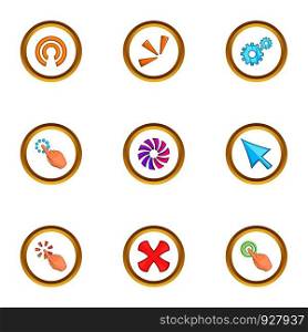 Loading cursor icons set. Cartoon set of 9 loading cursor vector icons for web isolated on white background. Loading cursor icons set, cartoon style
