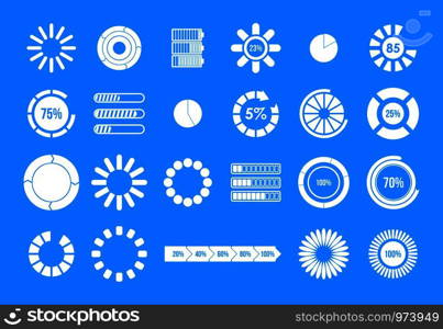 Loading icon set. Simple set of loading vector icons for web design isolated on blue background. Loading icon blue set vector