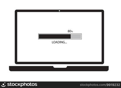 loading process in laptop screen on white background. update computer system sign. system software update and upgrade concept. flat style. 