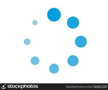 Loading progress bar status. Isolated computer circle loader. Waiting digital graphic. Uploading or downloading indicator. Busy process symbol. Website loading icon in round blue. Vector EPS 10