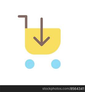 Loading shopping cart flat color ui icon. Put products in shopping trolley. Online marketplace. Simple filled element for mobile app. Colorful solid pictogram. Vector isolated RGB illustration. Loading shopping cart flat color ui icon