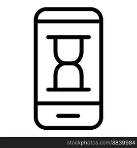 Loading smartphone icon line isolated on white background. Black flat thin icon on modern outline style. Linear symbol and editable stroke. Simple and pixel perfect stroke vector illustration.