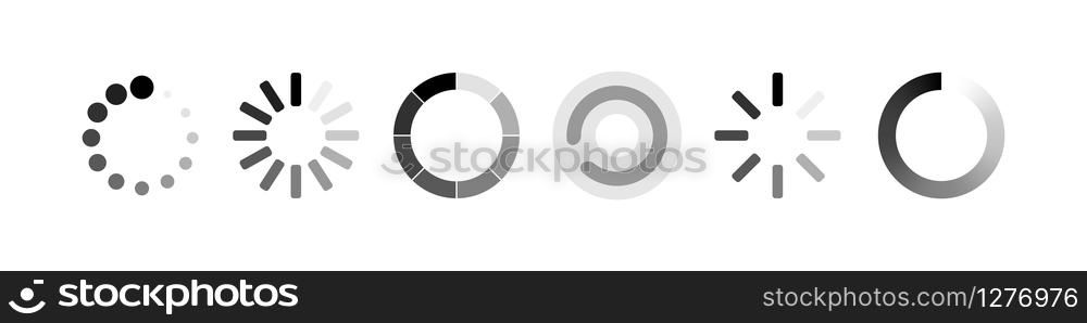 Loading symbol collection. Load web icons, isolated on white background. Loading icon. Load bar icons. Vector illustration.