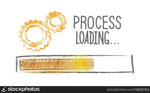 Loading the process. The process loading indicator. Vector illustration drawn by hand. Flat style.