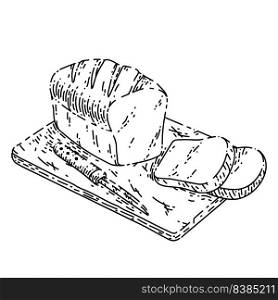 loaf bread hand drawn vector. fresh slice, tasty bun, fresh bakery loaf bread sketch. isolated black illustration. loaf bread sketch hand drawn vector