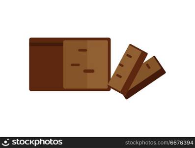 Loaf of bread vector in flat style design. Cake or bun with sliced part for baking concepts, bakery logotypes, food and healthy nutrition illustrating. Isolated on white background. . Loaf of Bread Vector Illustration in Flat Design . Loaf of Bread Vector Illustration in Flat Design
