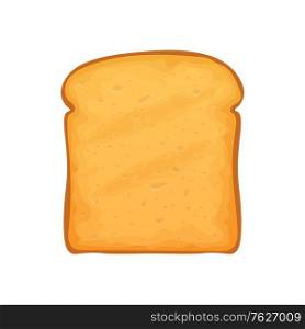 Loaf of roasted crouton isolated slice of white bread. Toasted piece of bakery food, french sandwich. Slice of loaf bread, roasted sandwich