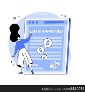Loan approved isolated cartoon vector illustrations. Excited woman gets loan approval for new business startup, money lending, read great news using laptop, debt agreement vector cartoon.. Loan approved isolated cartoon vector illustrations.