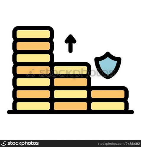 Loan coin stack icon outline vector. Credit tax. Payment money color flat. Loan coin stack icon vector flat