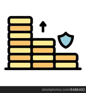 Loan coin stack icon outline vector. Credit tax. Payment money color flat. Loan coin stack icon vector flat