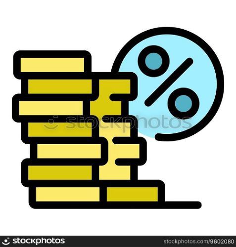 Loan coin stack icon outline vector. Lender limit. Check card color flat. Loan coin stack icon vector flat