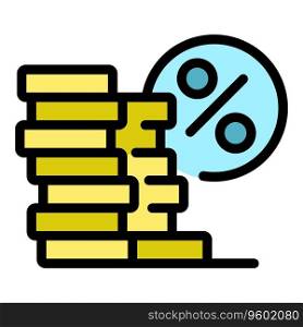 Loan coin stack icon outline vector. Lender limit. Check card color flat. Loan coin stack icon vector flat