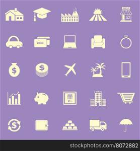 Loan color icons on violet background, stock vector