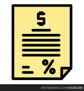 Loan contract icon outline vector. Financial credit. Money income color flat. Loan contract icon vector flat