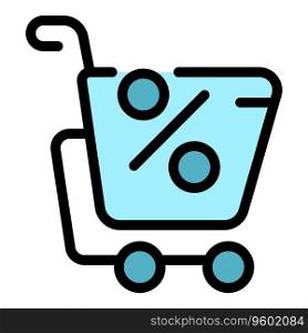 Loan credit cart icon outline vector. Small bank. Local digital color flat. Loan credit cart icon vector flat