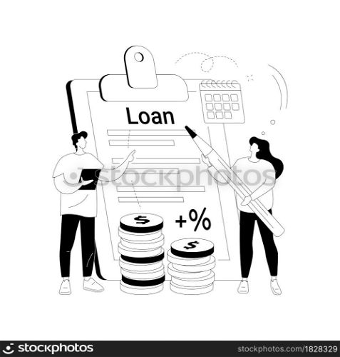 Loan disbursement abstract concept vector illustration. Student loan disbursement, quick bank service, easy credit program, credit terms and conditions, personal borrowing abstract metaphor.. Loan disbursement abstract concept vector illustration.