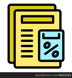 Loan document icon outline vector. Small bank. Local sme color flat. Loan document icon vector flat