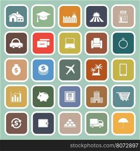 Loan flat icons on green background, stock vector