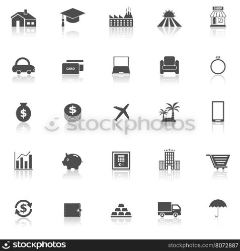 Loan icons with reflect on white background, stock vector