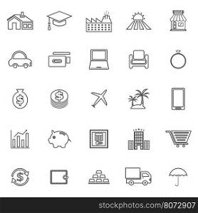 Loan line icons on white background, stock vector