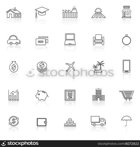Loan line icons with reflect on white background, stock vector