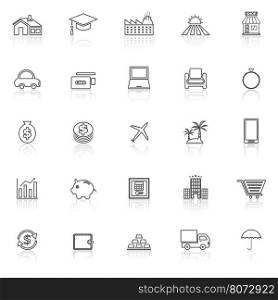 Loan line icons with reflect on white background, stock vector