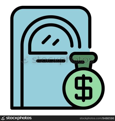 Loan money bag icon outline vector. Collateral marketing. Bank finance color flat. Loan money bag icon vector flat
