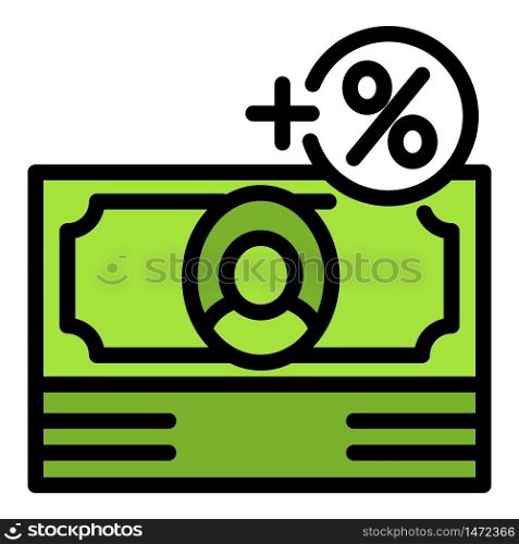 Loan percent money icon. Outline loan percent money vector icon for web design isolated on white background. Loan percent money icon, outline style