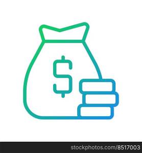Loan pixel perfect gradient linear vector icon. Bag of money. Banking and finance. Financial operations for business. Thin line color symbol. Modern style pictogram. Vector isolated outline drawing. Loan pixel perfect gradient linear vector icon