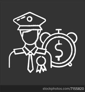 Loans for veterans chalk icon. Credit for military man. Money for people who served in forces. Consolidation credit. Economy, finance industry. Repay credit. Isolated vector chalkboard illustration