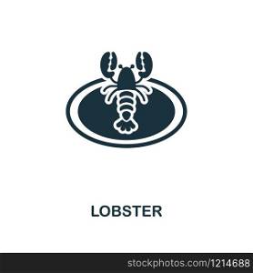 Lobster creative icon. Simple element illustration. Lobster concept symbol design from meal collection. Can be used for mobile and web design, apps, software, print.. Lobster icon. Monochrome style icon design from meal icon collection. UI. Illustration of lobster icon. Pictogram isolated on white. Ready to use in web design, apps, software, print.