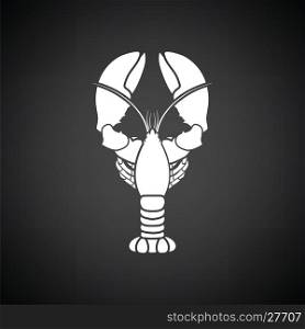Lobster icon. Black background with white. Vector illustration.