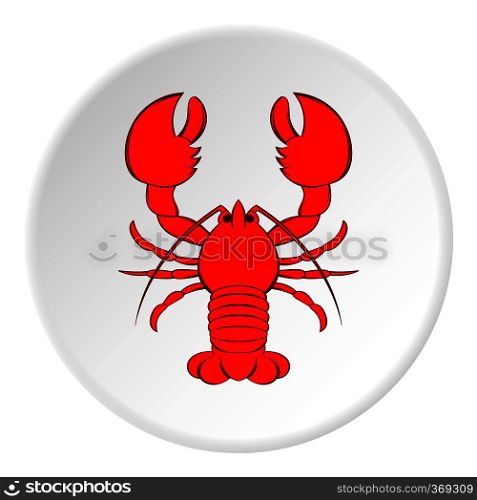 Lobster icon in cartoon style on white circle background. Food symbol vector illustration. Lobster icon, cartoon style