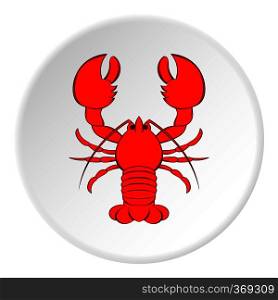 Lobster icon in cartoon style on white circle background. Food symbol vector illustration. Lobster icon, cartoon style
