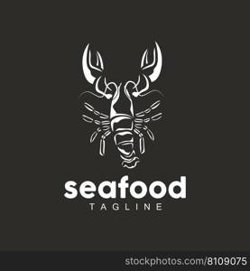 Lobster Logo, Simple Minimalist Design,Shrimp Seafood Food Vector, Illustration Symbol Icon