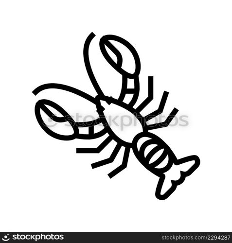 lobster seafood line icon vector. lobster seafood sign. isolated contour symbol black illustration. lobster seafood line icon vector illustration