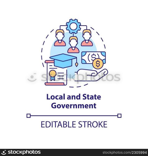 Local and state government concept icon. Small business support program abstract idea thin line illustration. Isolated outline drawing. Editable stroke. Arial, Myriad Pro-Bold fonts used. Local and state government concept icon