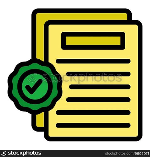 Local certificate icon outline vector. Small bank. People money color flat. Local certificate icon vector flat