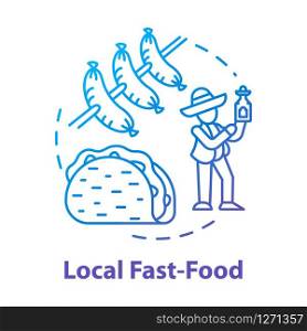 Local fast food concept icon. Indigenous cooking, affordable meal idea thin line illustration. Cost effective nutrition, eating on the go. Vector isolated outline RGB color drawing