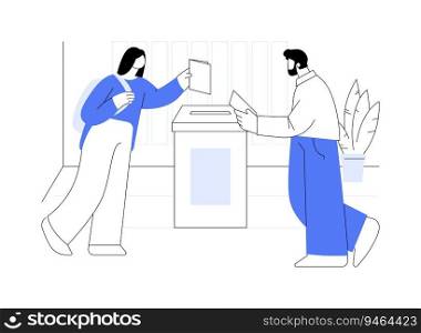 Local government elections abstract concept vector illustration. Citizen throws ballot in box, government elections, city council, politics industry, embassy sector abstract metaphor.. Local government elections abstract concept vector illustration.