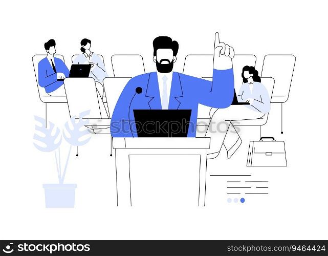 Local government meeting abstract concept vector illustration. Politician making speech, city council, government meeting, council making decisions, authority power abstract metaphor.. Local government meeting abstract concept vector illustration.