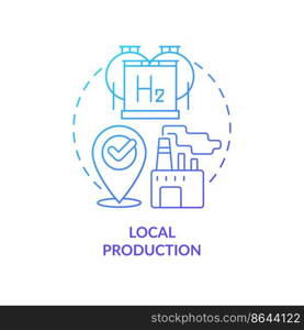 Local industry blue gradient concept icon. Alternative energy development. Benefit of hydrogen abstract idea thin line illustration. Isolated outline drawing. Myriad Pro-Bold font used. Local industry blue gradient concept icon