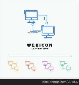 local, lan, connection, sync, computer 5 Color Line Web Icon Template isolated on white. Vector illustration