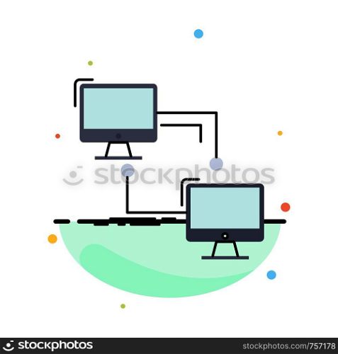 local, lan, connection, sync, computer Flat Color Icon Vector