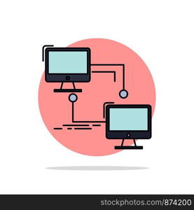 local, lan, connection, sync, computer Flat Color Icon Vector