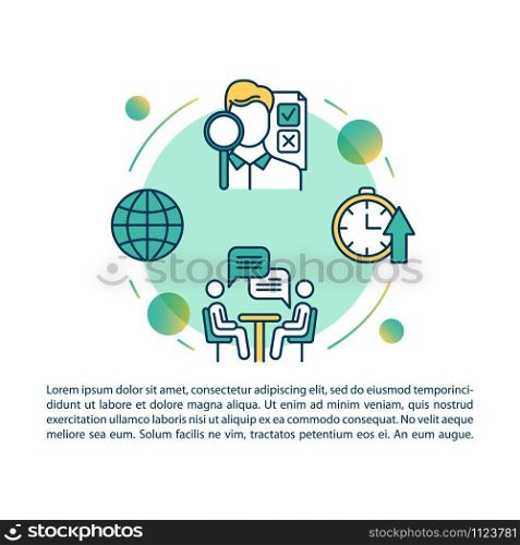 Local production article page vector template. Small business benefits. Quality control. Brochure, magazine, booklet design element with linear icons. Print design. Concept illustrations with text