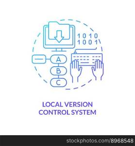 Local version control system blue gradient concept icon. Store project data on single computer abstract idea thin line illustration. Isolated outline drawing. Myriad Pro-Bold font used. Local version control system blue gradient concept icon