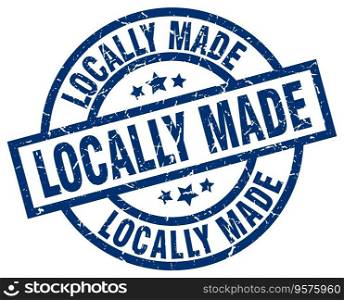 Locally made blue round grunge stamp vector image