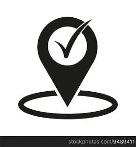 Location and OK icon. A good place symbol. Vector illustration. Eps 10. Stock image.. Location and OK icon. A good place symbol. Vector illustration. Eps 10.